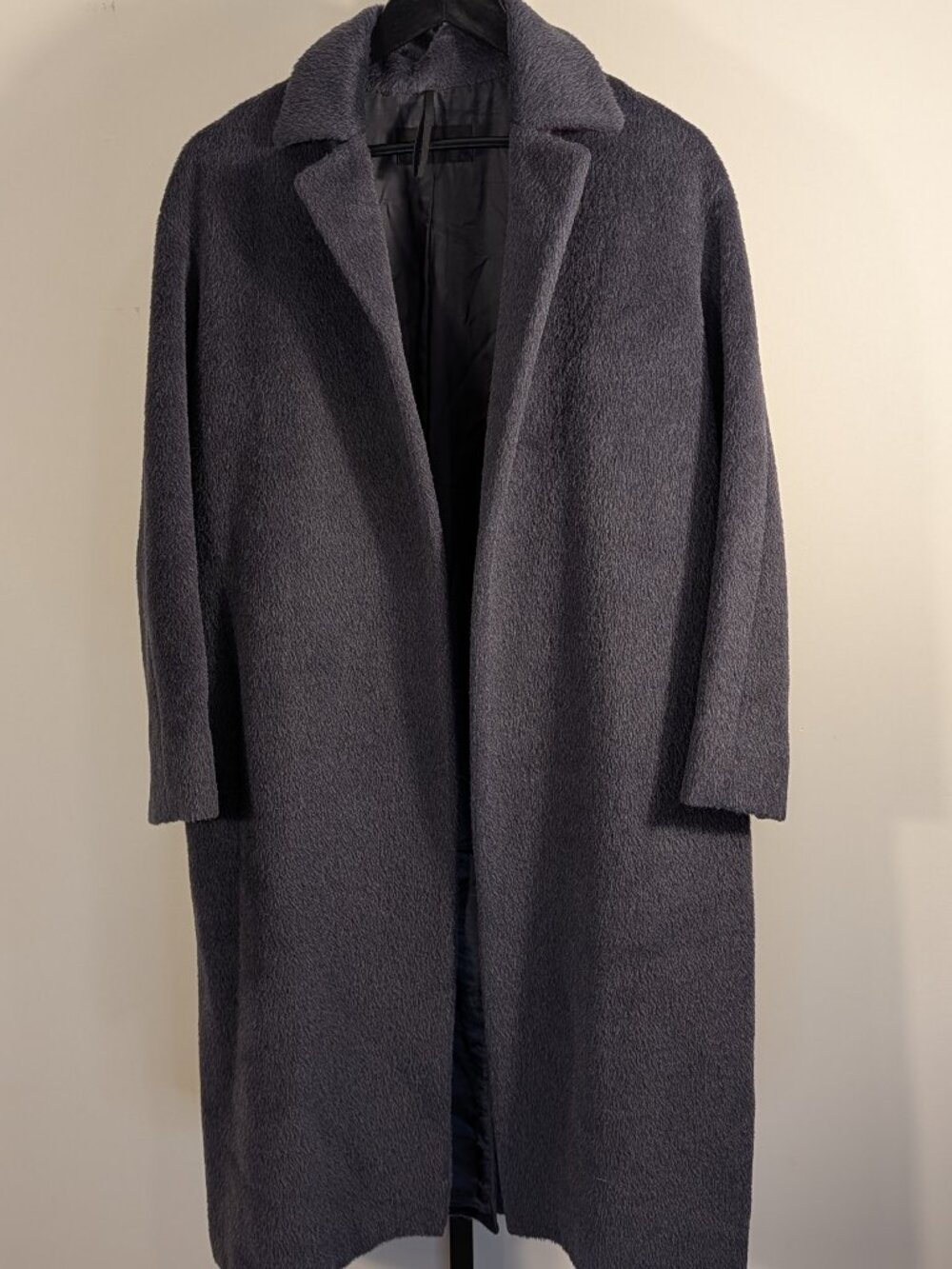 TIME Post Modern x Piacenza 1733 Baby Llama Wool Coat Slate Open Front | Sz XL